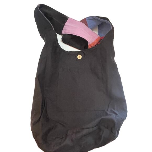 Bohemian Artsy Canvas Bucket Tote Patchwork Applique Distress Hippie Tote Bag - Picture 2 of 9